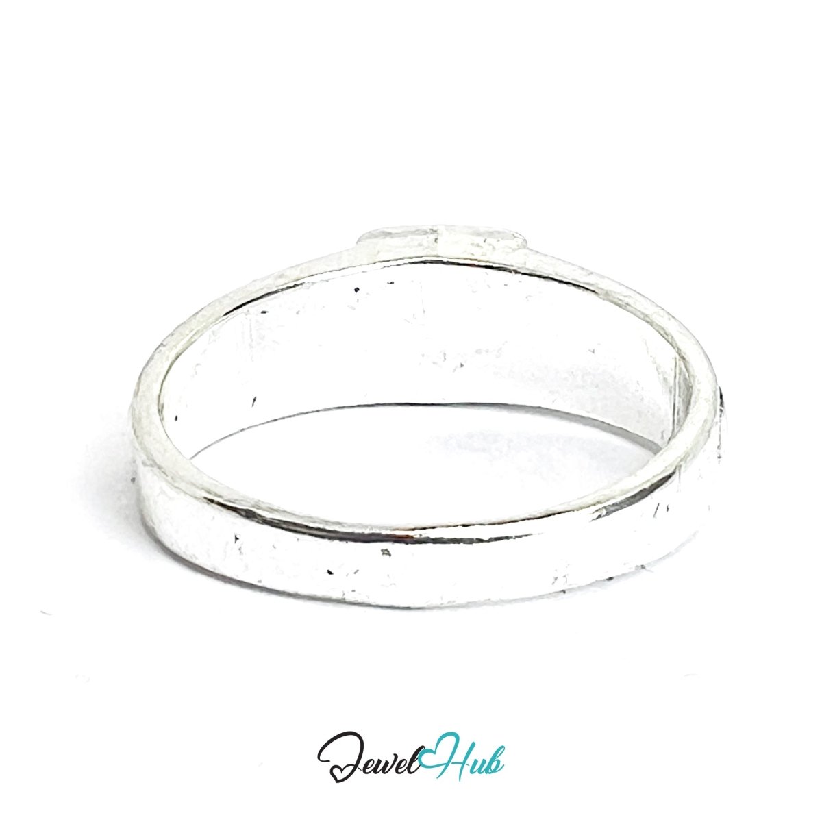 Zinc Alloy Silver‑Plated Punk Ring – Black Stone Industrial Signet - JewelHub.co.uk