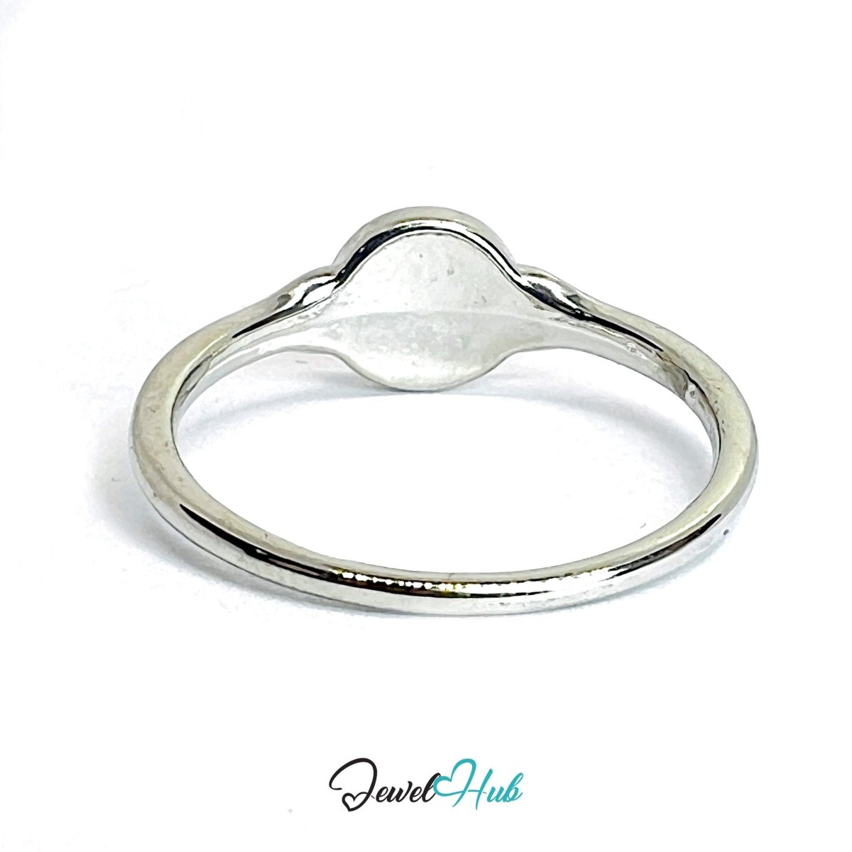 Zinc Alloy Silver‑Plated Punk Ring – Dark Mystical Stone Signet Band - JewelHub.co.uk