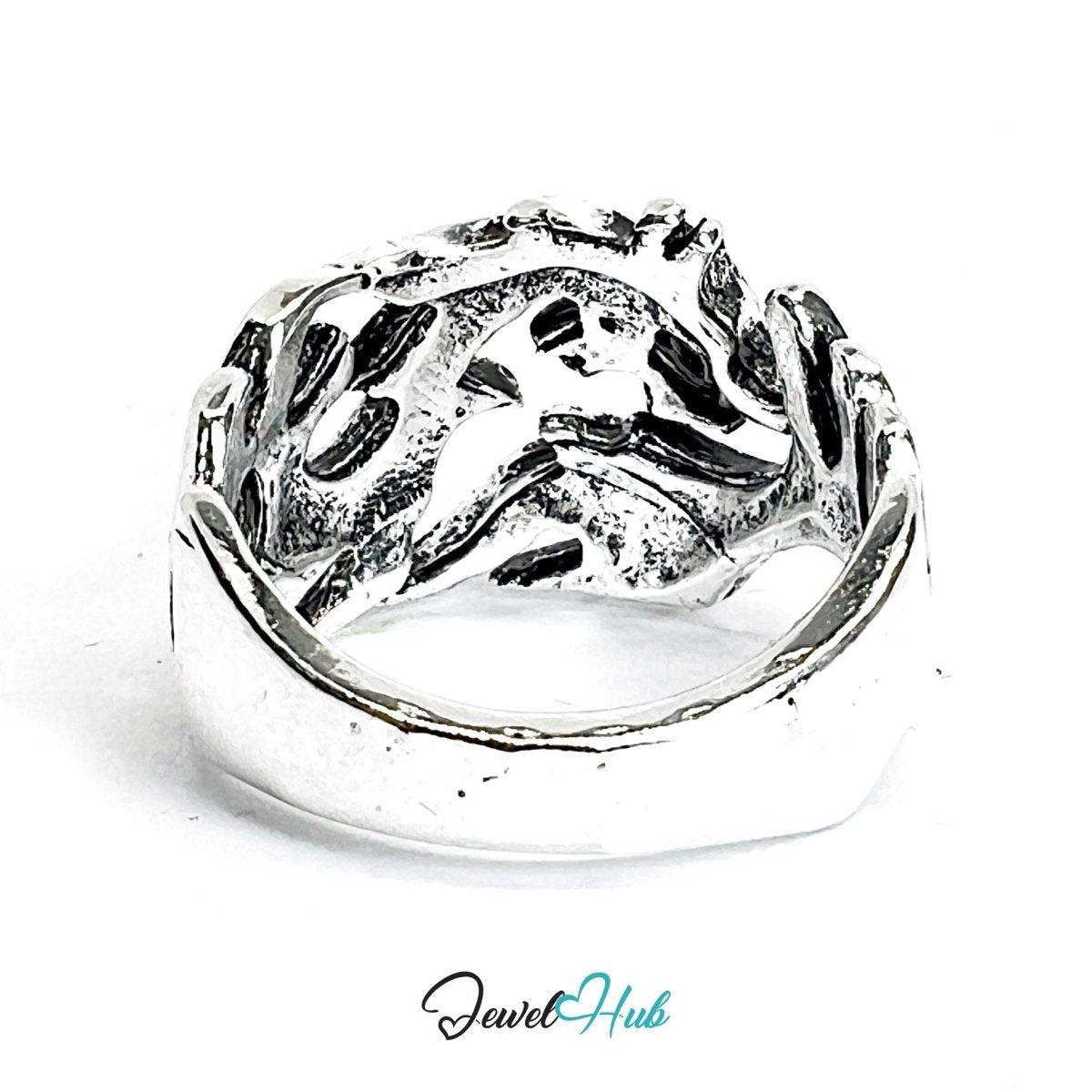 Zinc Alloy Silver‑Plated Punk Ring – Dragon Wings Layered Sculptural Cuff - JewelHub.co.uk
