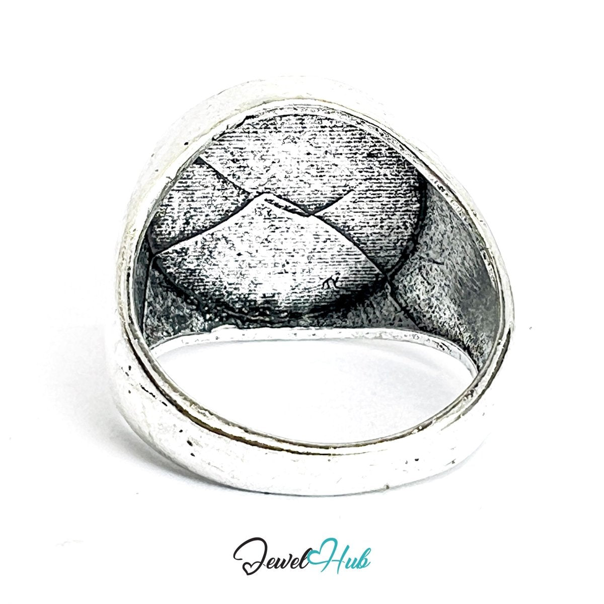 Zinc Alloy Silver‑Plated Punk Ring – Eagle Scream Signet - JewelHub.co.uk