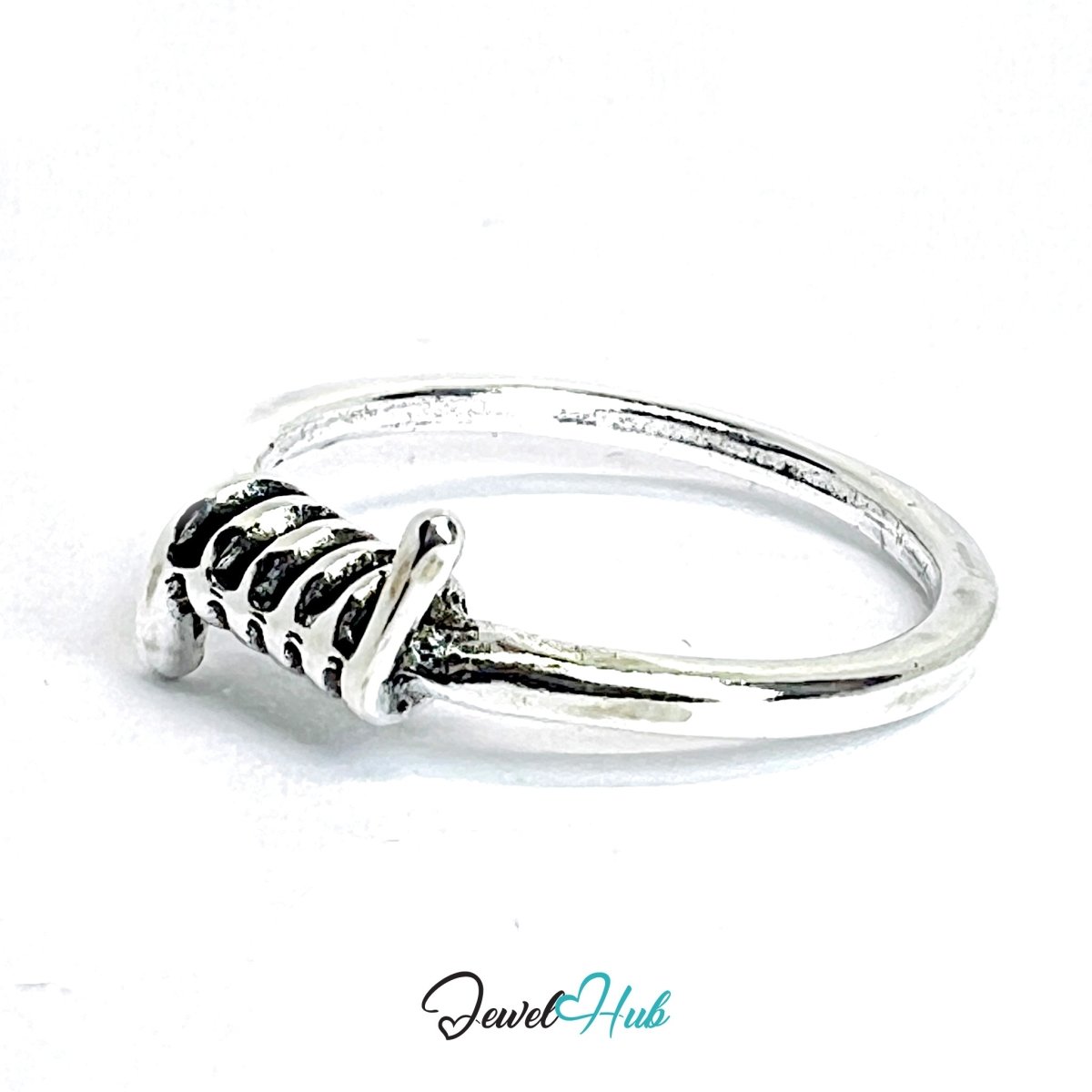 Zinc Alloy Silver‑Plated Punk Ring – Fanged Jaw Sculptural Band - JewelHub.co.uk