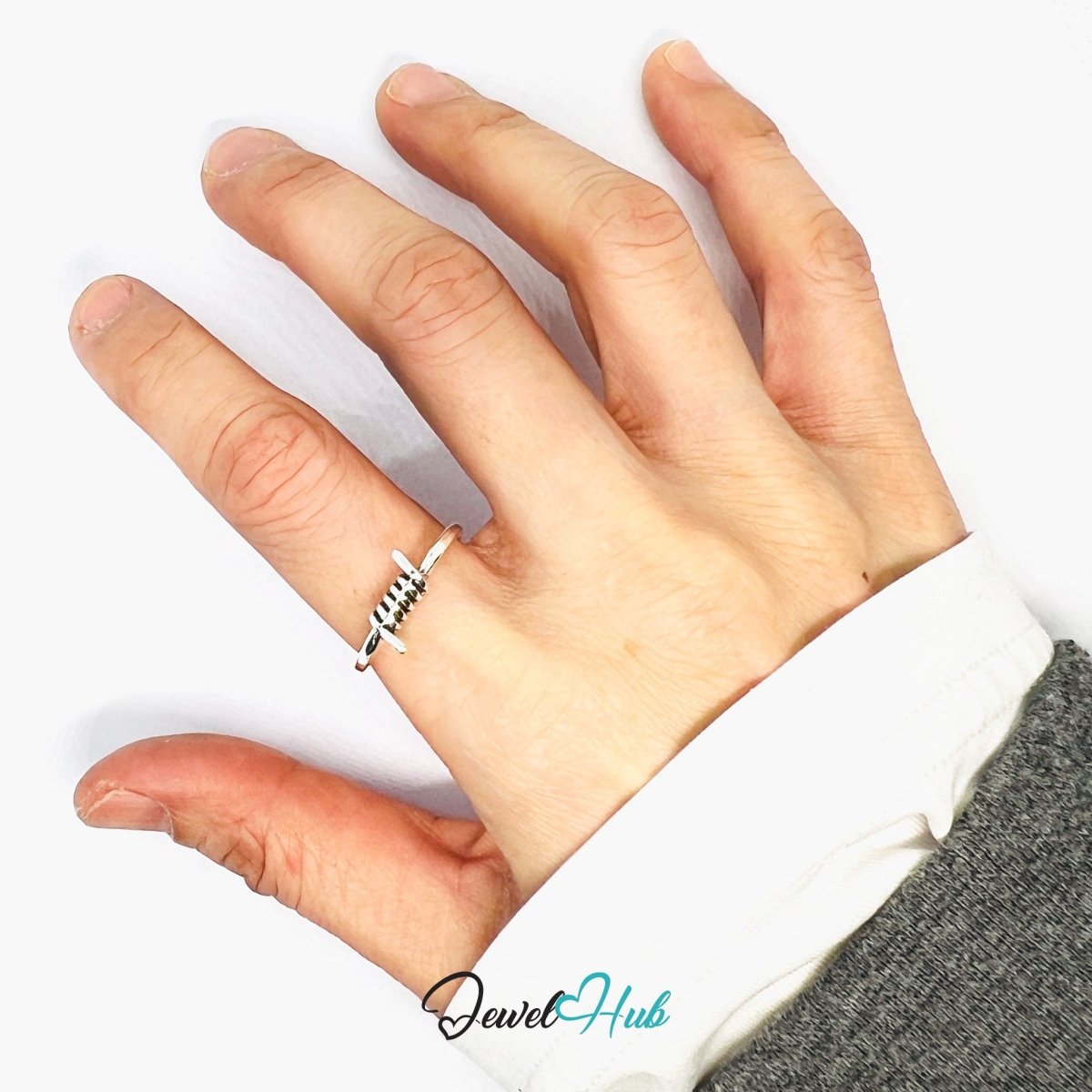 Zinc Alloy Silver‑Plated Punk Ring – Fanged Jaw Sculptural Band - JewelHub.co.uk