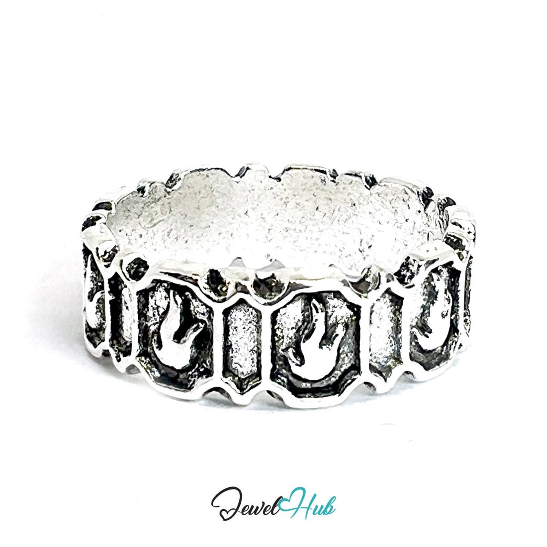 Zinc Alloy Silver‑Plated Punk Ring – Gothic Claw Grip Wide Band - JewelHub.co.uk