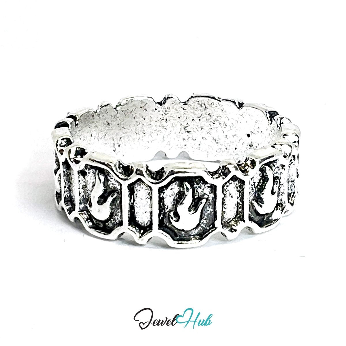 Zinc Alloy Silver‑Plated Punk Ring – Gothic Claw Grip Wide Band - JewelHub.co.uk