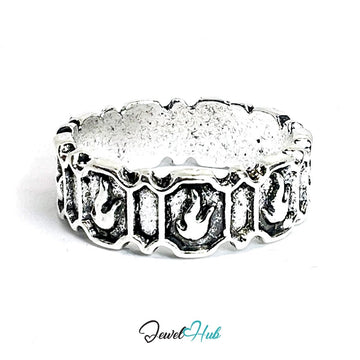 Zinc Alloy Silver‑Plated Punk Ring – Gothic Claw Grip Wide Band - JewelHub.co.uk