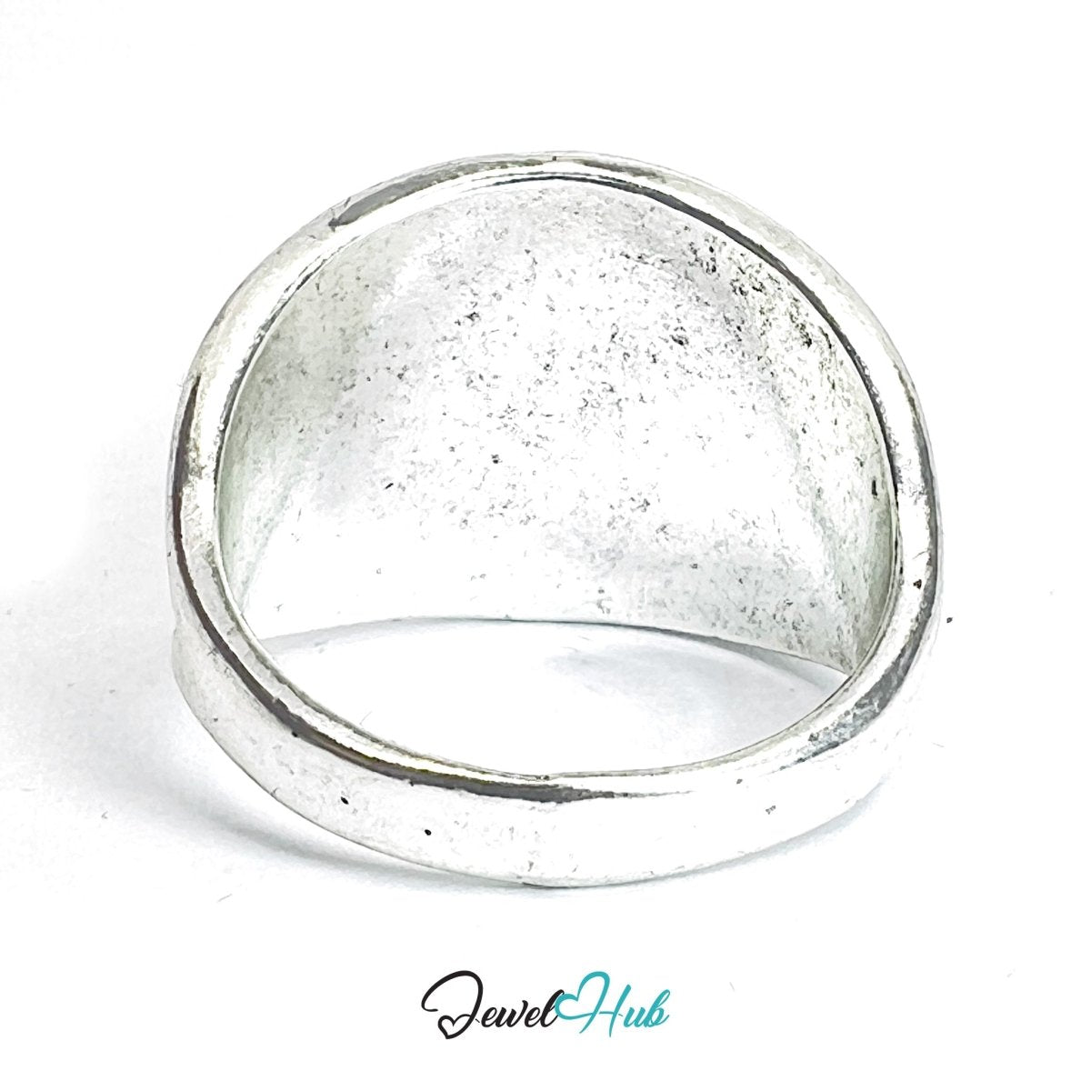 Zinc Alloy Silver‑Plated Punk Ring – Rearing Horse Heraldic Signet - JewelHub.co.uk