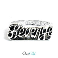 Zinc Alloy Silver‑Plated Punk Ring – "Revenge