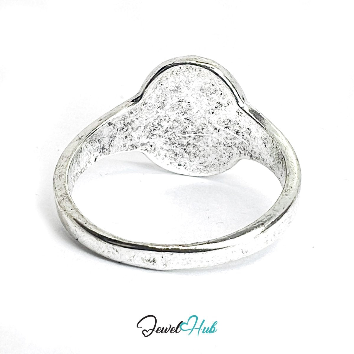 Zinc Alloy Silver‑Plated Punk Ring – Spiked Black Stone Signet - JewelHub.co.uk