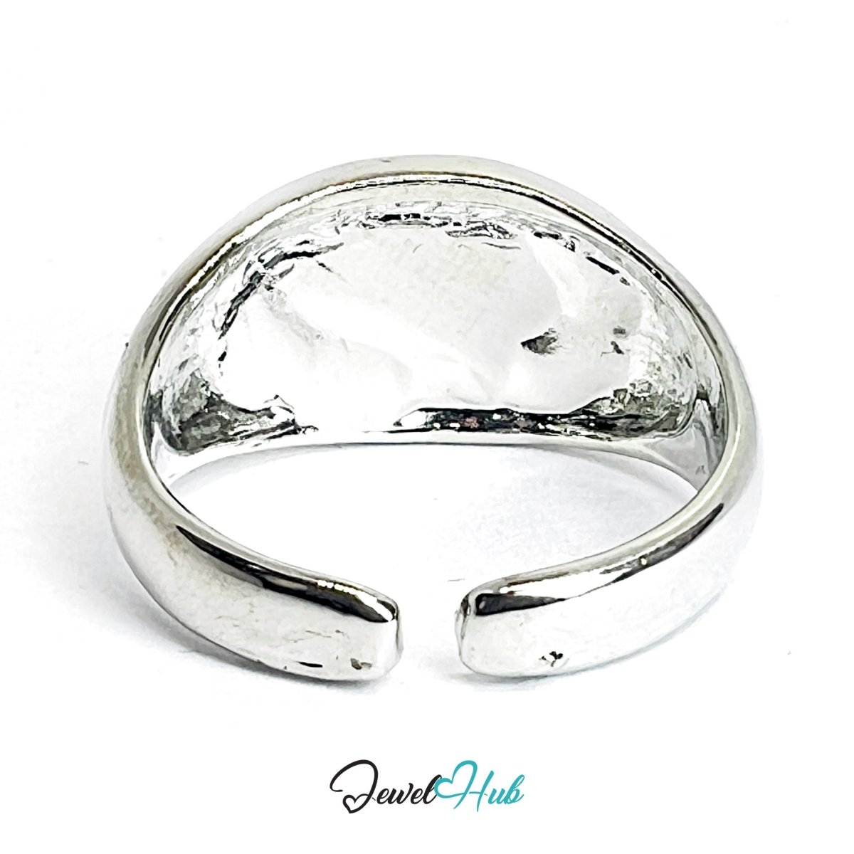 Zinc Alloy Silver‑Plated Punk Ring – Spiral Black Stone Open Cuff - JewelHub.co.uk