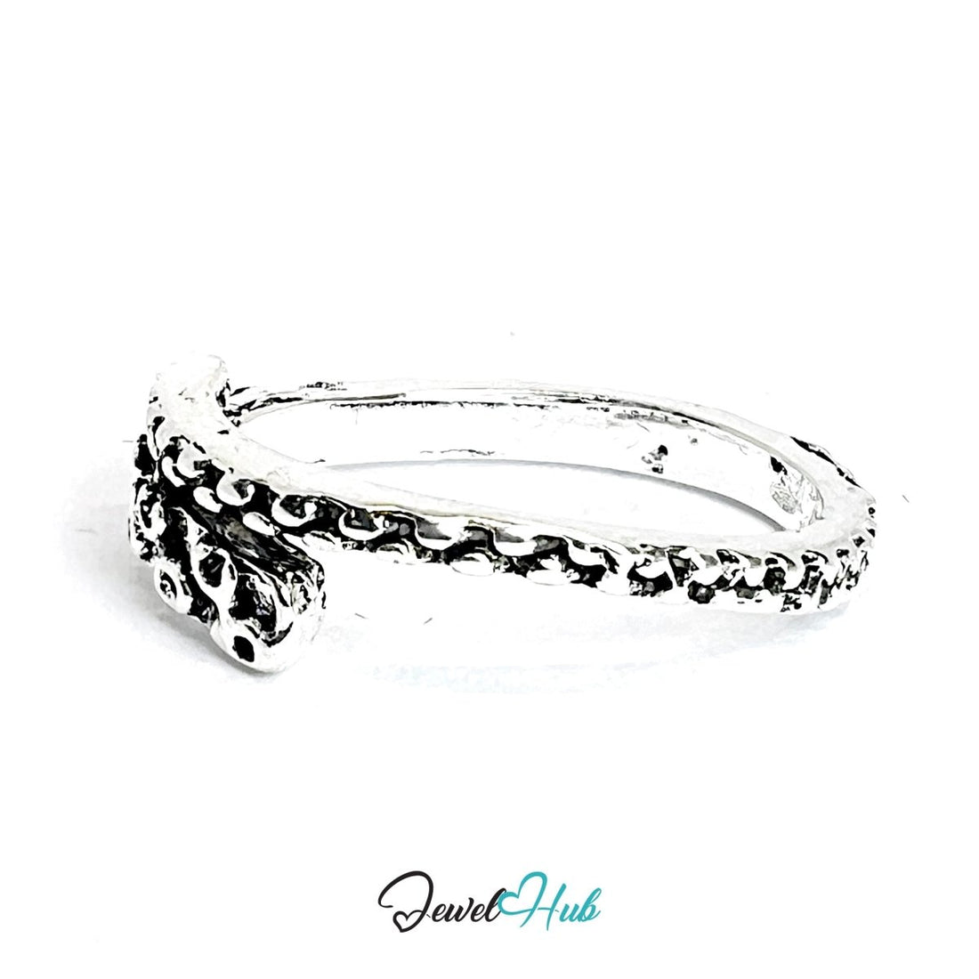 Zinc Alloy Silver‑Plated Punk Ring – Tentacle Texture Wrap Band - JewelHub.co.uk