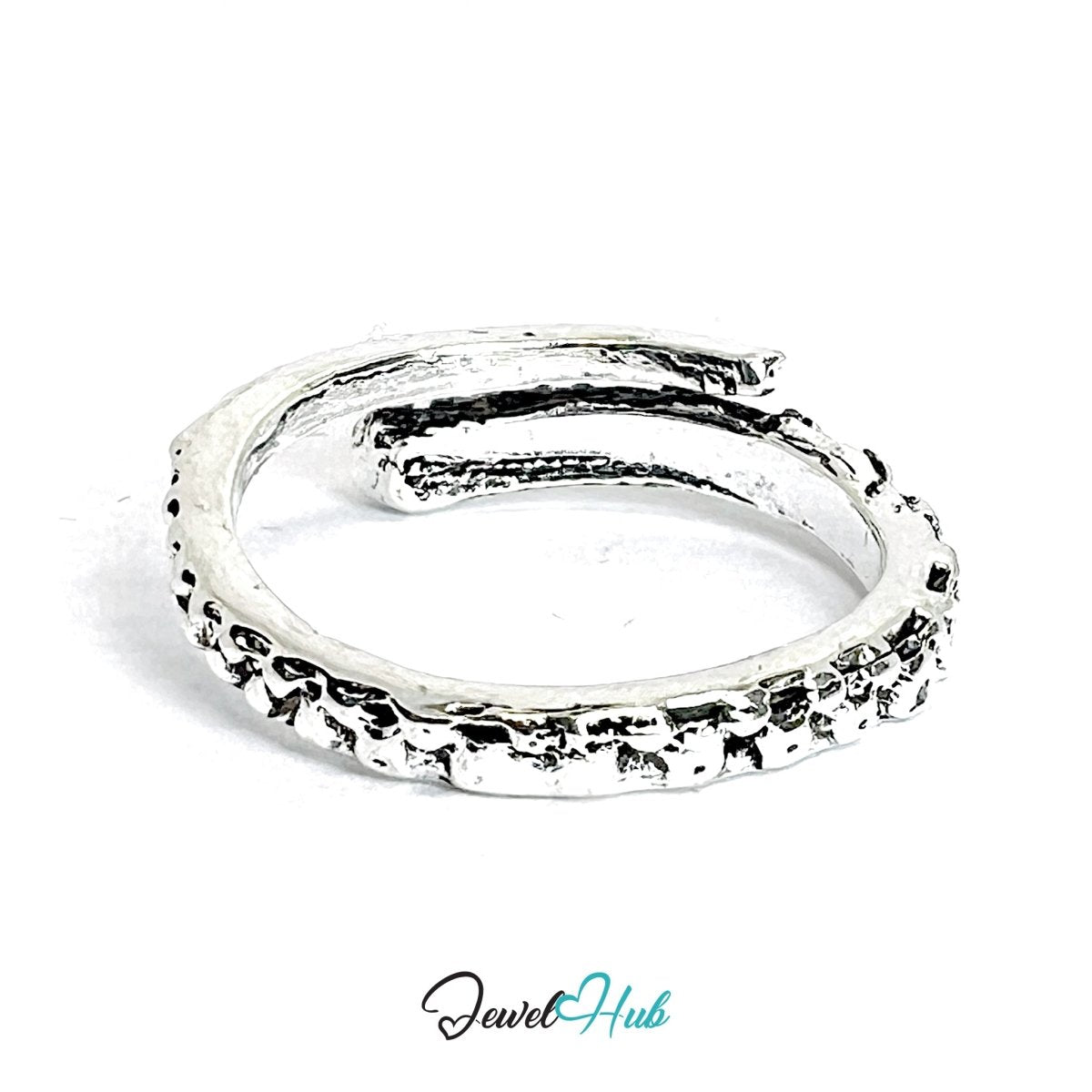 Zinc Alloy Silver‑Plated Punk Ring – Tentacle Texture Wrap Band - JewelHub.co.uk