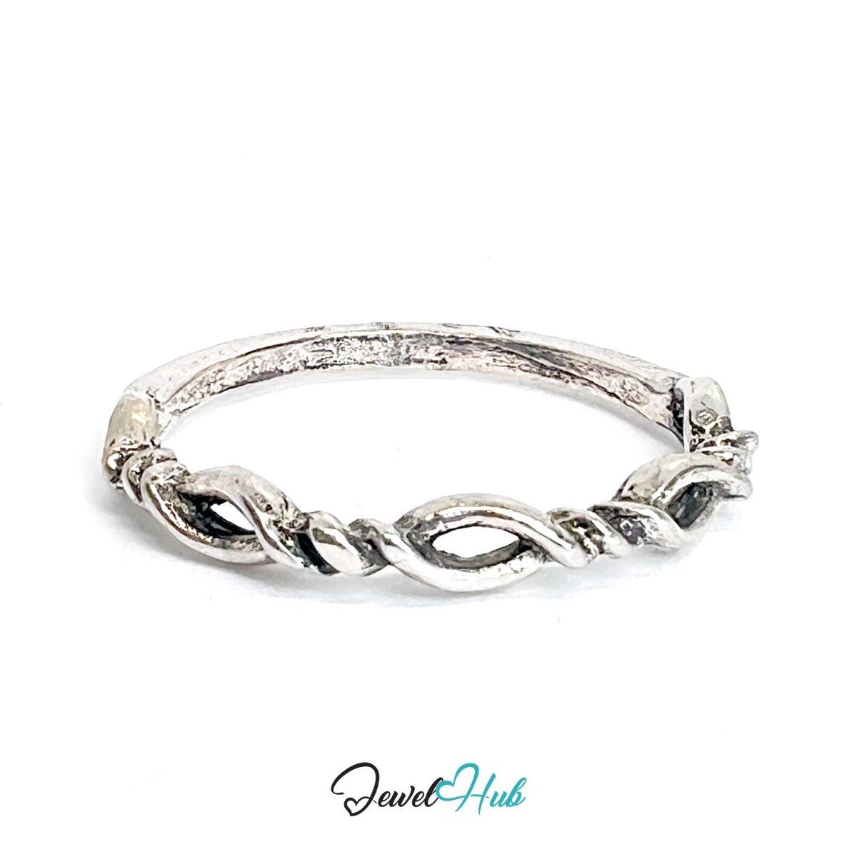 Zinc Alloy Silver‑Plated Punk Ring – Twisted Open‑Loop Band - JewelHub.co.uk