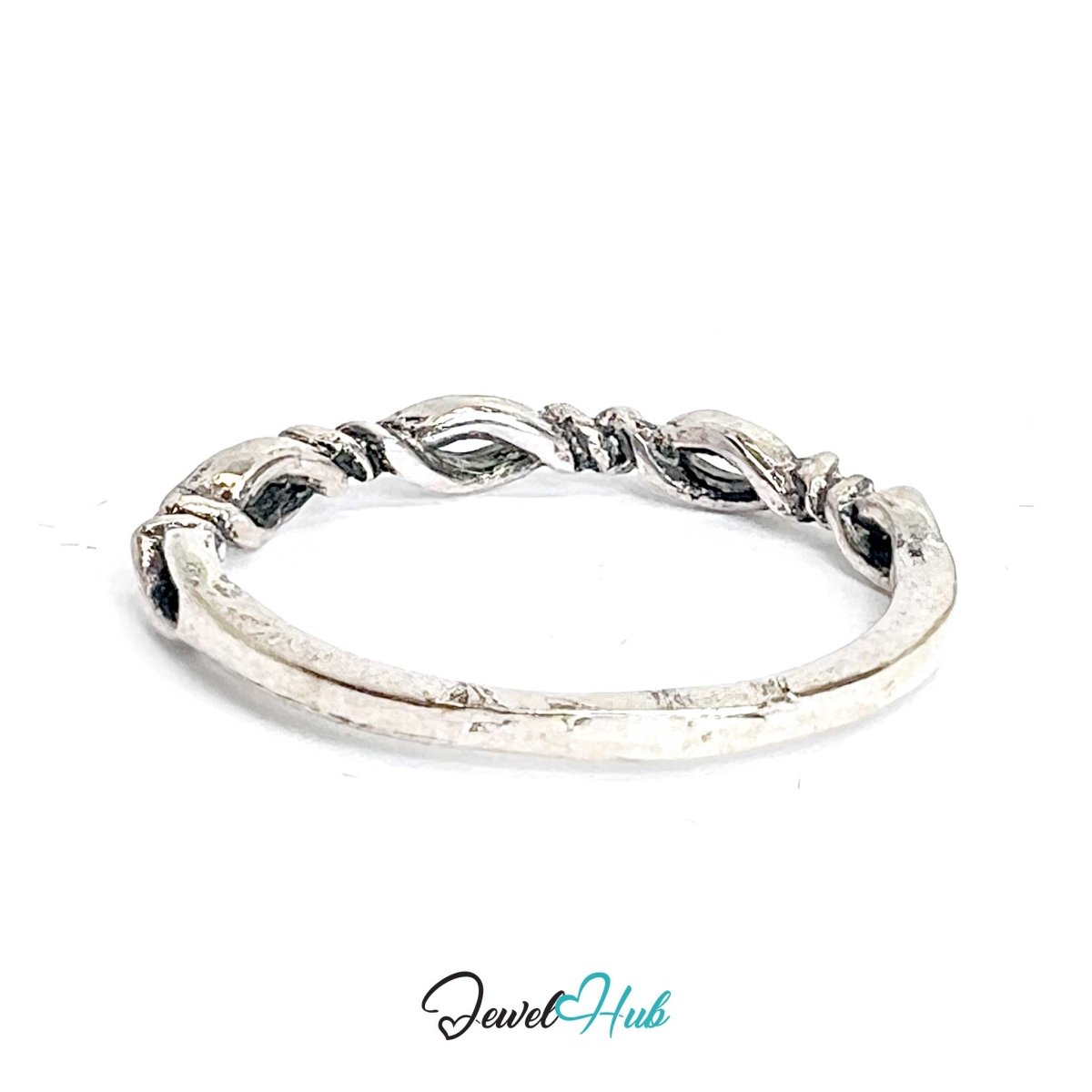 Zinc Alloy Silver‑Plated Punk Ring – Twisted Open‑Loop Band - JewelHub.co.uk