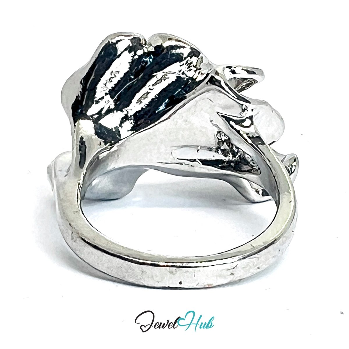 Zinc Alloy Silver‑Plated Sculptural Pearl Accent Ring - JewelHub.co.uk