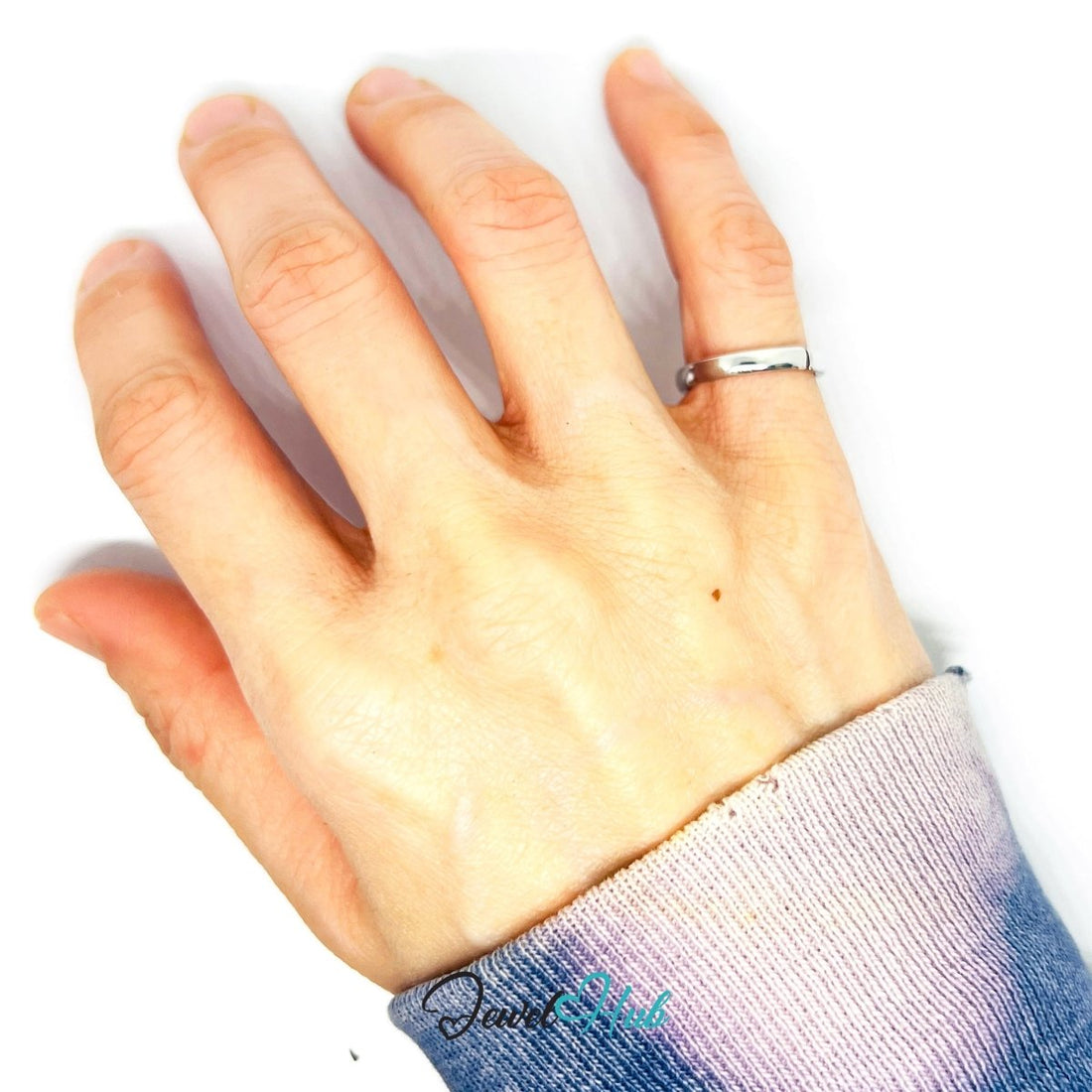 Zinc Alloy Silver‑Plated Slim Open Band Ring – Pinky Ring - JewelHub.co.uk