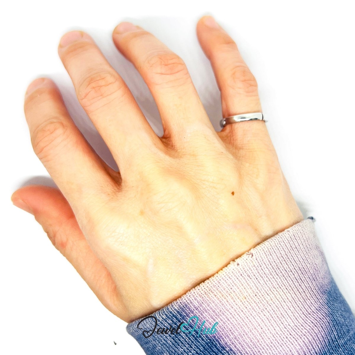Zinc Alloy Silver‑Plated Slim Open Band Ring – Pinky Ring - JewelHub.co.uk
