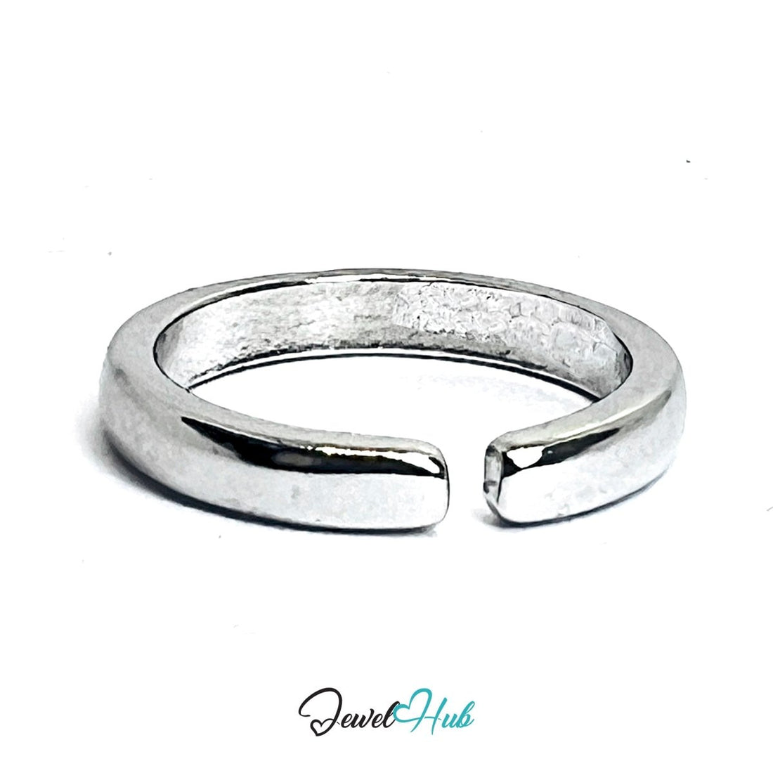 Zinc Alloy Silver‑Plated Slim Open Band Ring – Pinky Ring - JewelHub.co.uk