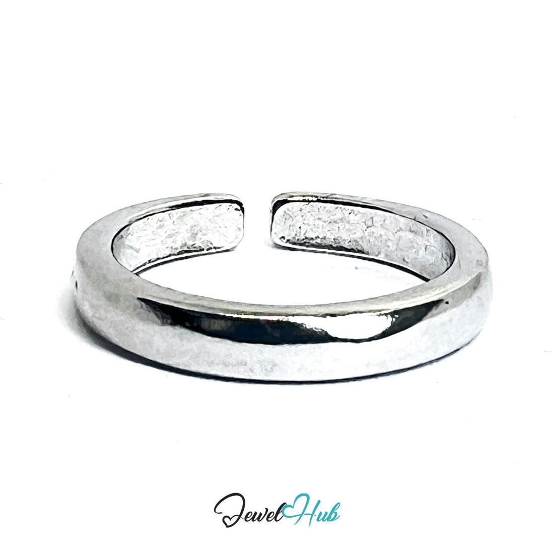 Zinc Alloy Silver‑Plated Slim Open Band Ring – Pinky Ring - JewelHub.co.uk