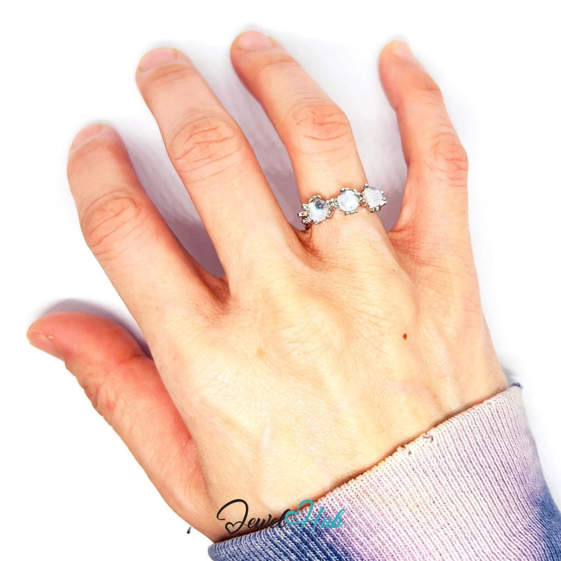 Zinc Alloy Silver‑Plated Triple Resin Orb Ring – Moonlit Cluster - JewelHub.co.uk