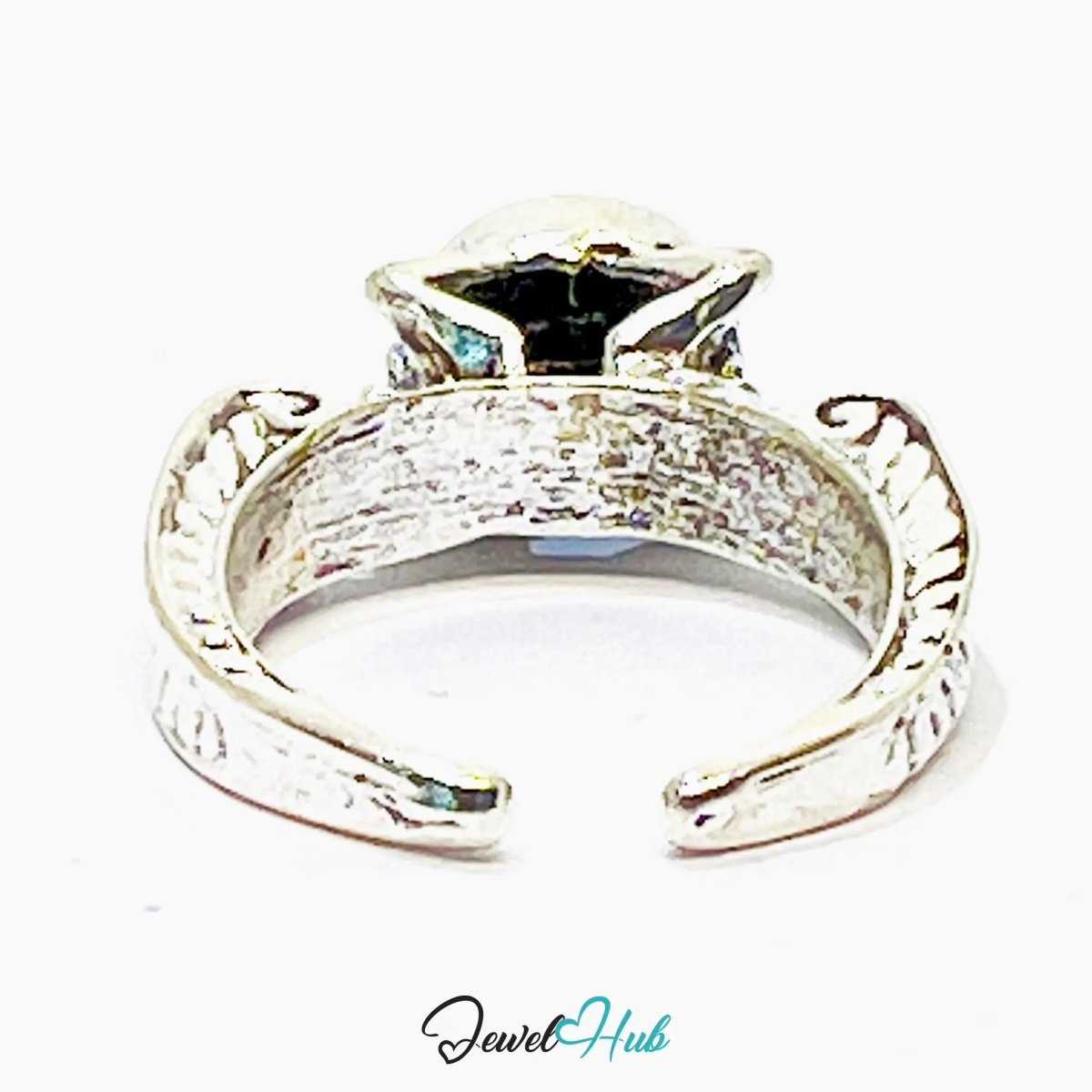 Zinc Ring with Blue Resin Gem – Silver Plated Punk Claw Statement | Gothic Fantasy Jewellery - JewelHub.co.uk